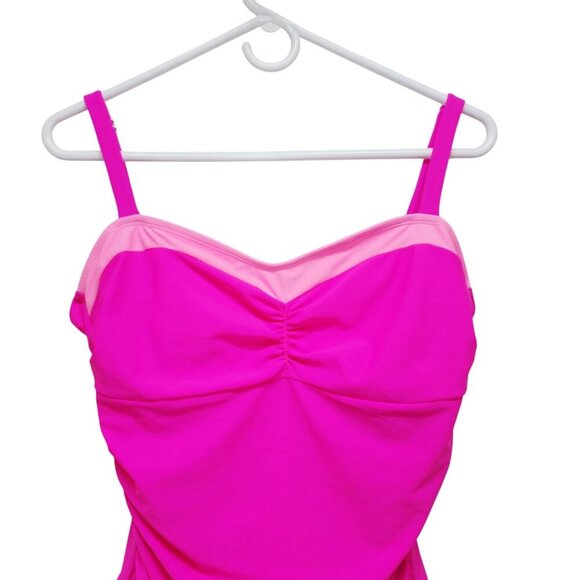 Hot Pink One-Piece Swimsuit  Adjustable Straps Sweetheart Neckline Womens Size L - Picture 5 of 8